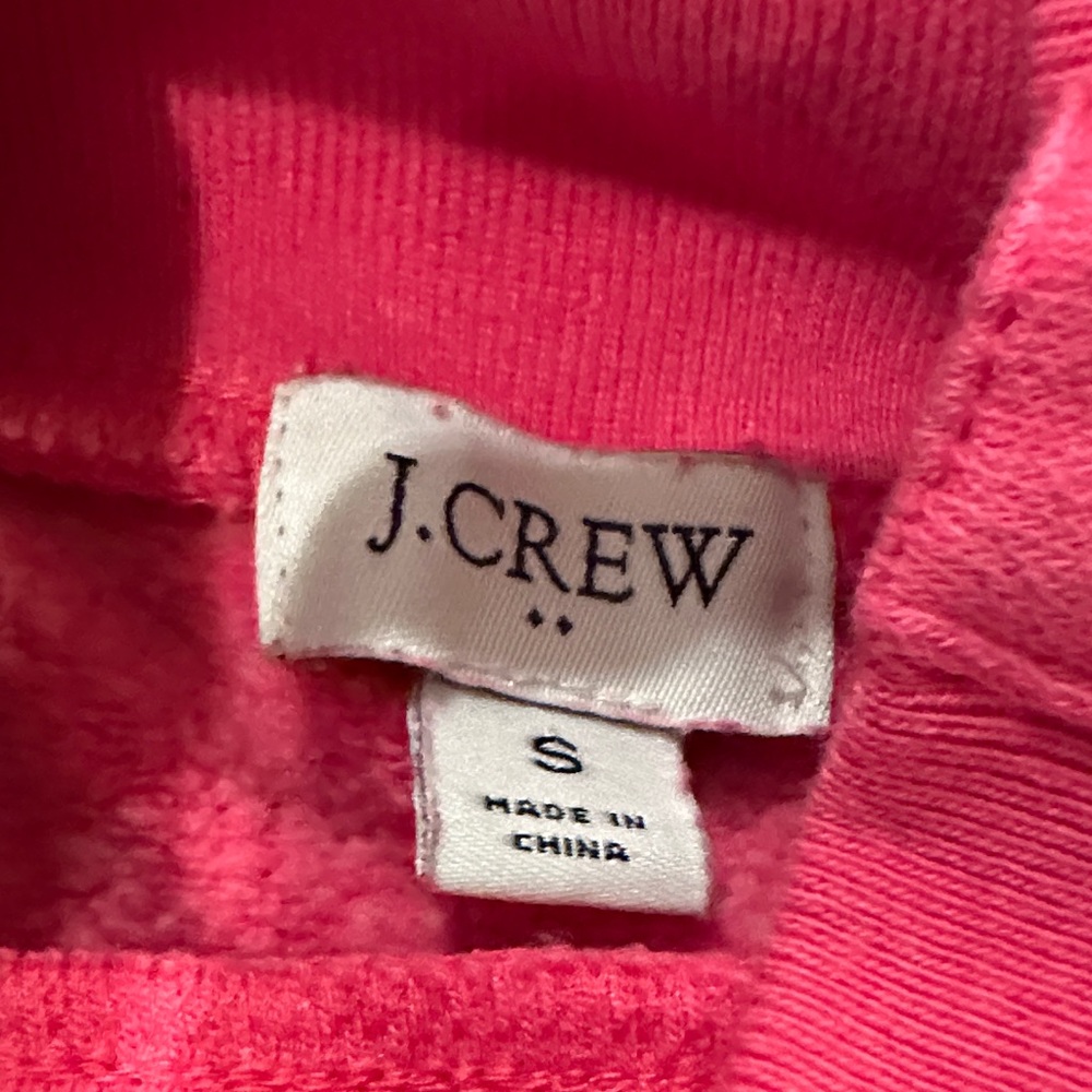 J. Crew Vibrant Pink Wide button-collar pullover sweatshirt in cloudspun fleece - Picture 2 of 9
